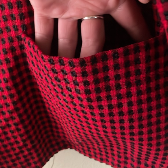 Vintage Requirements red checkered button from blazer with shoulder pads - Picture 3 of 8